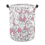 ランドリーバスケット 猫柄 マリーちゃん 洗濯かご バスケット 収納ボックス 洗濯物入れ 収納袋 折り畳み 丸型 大容量 撥水