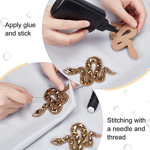 Webeedy 4 Pcs Handmade Rhinestone Snake Beaded Patches Sew On Crystal Appliques Decorative Badge Sewing Accessories For Clothes Bag Pants Shoes Hats Diy Projects #TOP2