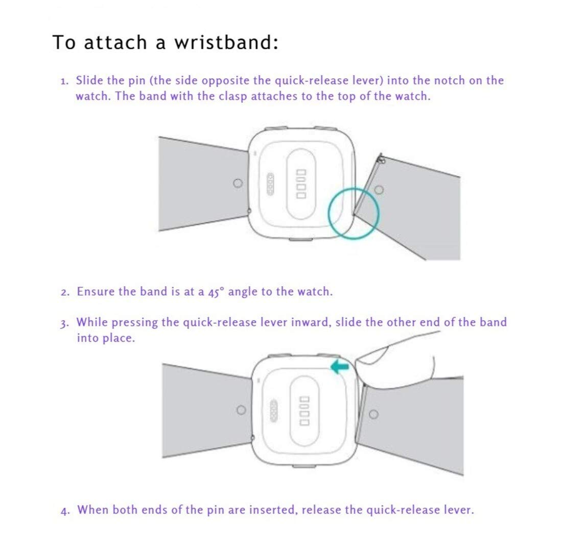 Hiramak Replacement Strap Compatible with Fitbit Versa 1, 2, Grey, L-XL - Image 4
