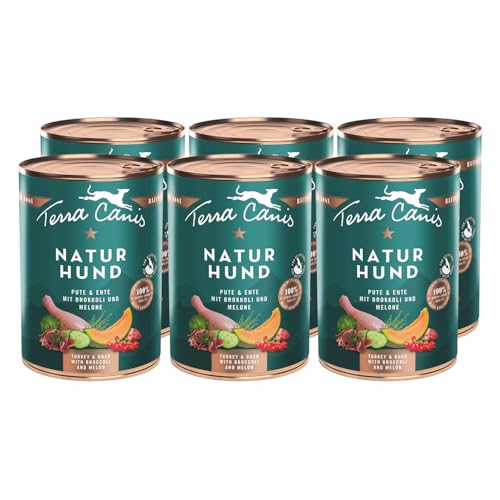 Terra Canis Pute & Ente mit Brokkoli und Melone - Naturhund, 6x400g | Premium Hundefutter in 100% Lebensmittelqualität Aller Rohstoffe | Getreide- & glutenfrei
