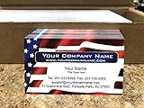 Custom Business cards, 500 Full color - American Flag -US Flag front-White back, 16pt Cover Stock (129 lbs. 350gsm-Thick paper),Us flag, Patriot card - Made in The USA