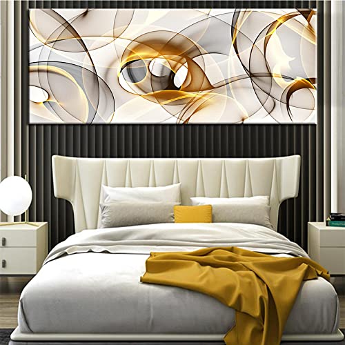 Peinture abstraite au trait KEBIA toile paysage minimaliste moderne sans cadre 60x180cm