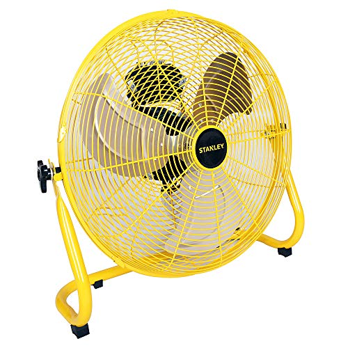 STANLEY 20 Inch Industrial High Velocity Floor Fan Direct Drive All-Metal Construction, 3