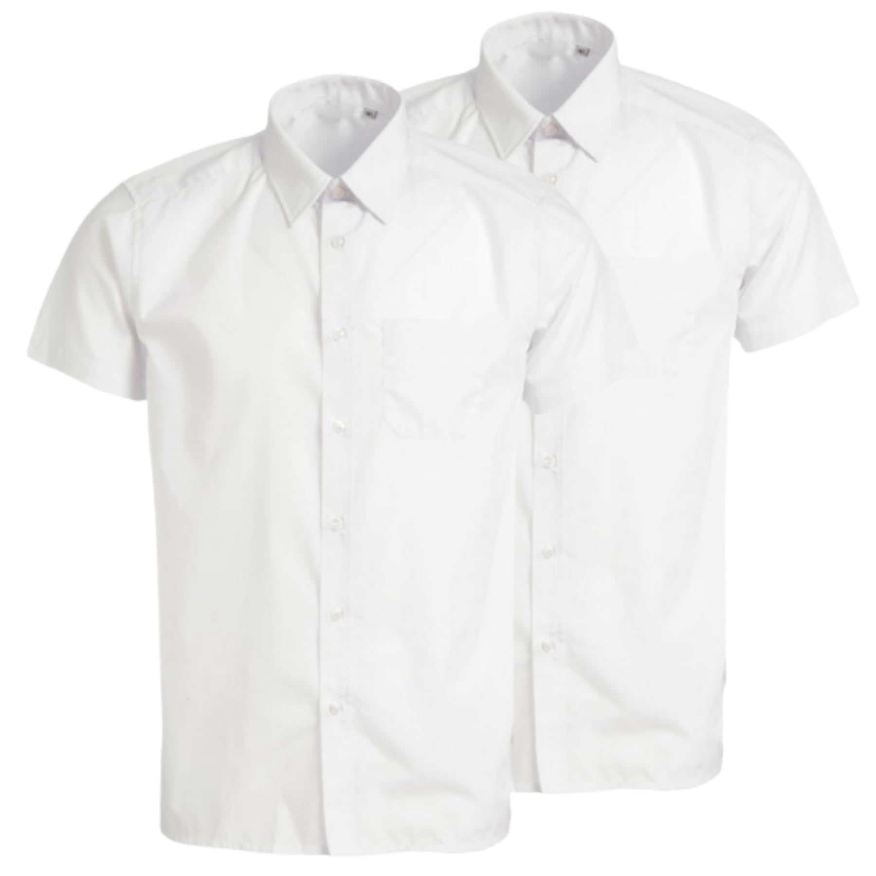 Camisa de uniforme escolar para niños, paquete de 2 camisas de manga corta, camisas escolares abotonadas con bolsillo frontal, camisa lisa de ajuste regular para niños de 3 a 15 años en
