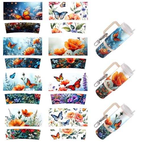 50% Off Mini UV DTF Keychain Wraps - 8 Flower Transfers for DIY Crafts