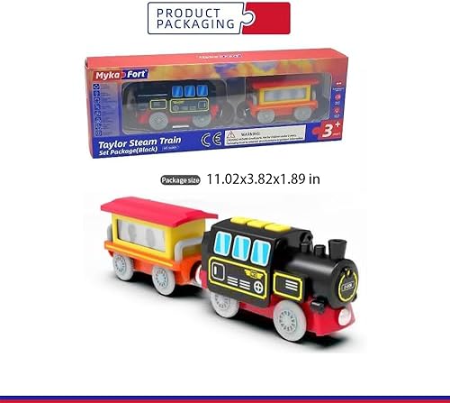 Miniatura 7 de Locomotora de vapor tren eléctrico a pilas para juguetes de pista de madera para niños pequeños y niños de 3 a 7 años, compatible con todas las