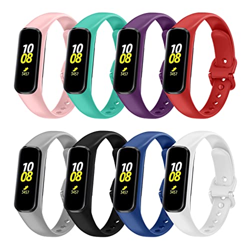 Sunnyson 8 Pack Watch Bands Compatible with Samsung Galaxy Fit2 SM-R220 Soft Silicone Sport Replacement Strap Compatible with Galaxy Watch Fit2 Black