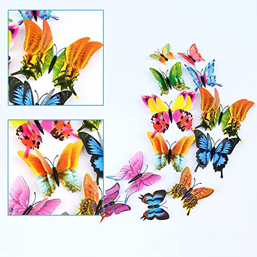 24Pcs 3D Butterfly Wall Decals Removable Butterfly Decor For Girls Stickers Kids Bedroom And Room Decoration Art Mural Double Layer Phoenix Tail Keyhhao #TOP6
