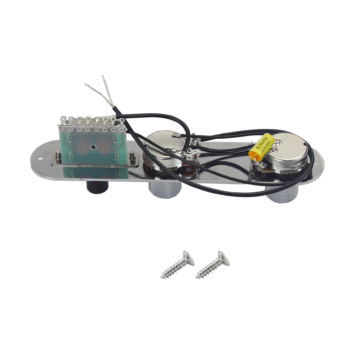 FLEOR 3 Way TL Prewired Switch Control Plate Set including Wiring Harness Knobs for TL TE Guitar Chrome - Image 3