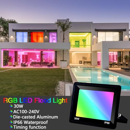 FTL-RGB-Flood-Light-Outdoor-30WColor-Changing-Floodlight-with-Remote-ControlDimmable-16-Colors4-ModesTimingIP66-Waterproof-Color-Changing-Landscape-Light-for-Party-Garden-US-3-Plug2-Pack