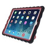 Gumdrop Cases Apple iPad Air 2 - Hideaway with Stand - Black - Red - Silicone - Rugged Shock Absorbing Protective Dual Layer Cover Case