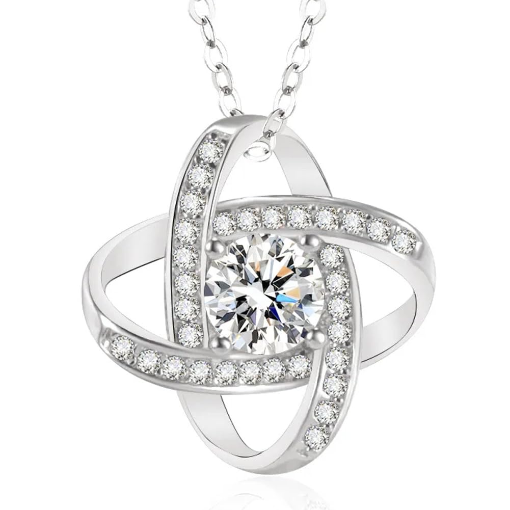 GenericWomen's Necklaces Crystal Pendant Silver Sterling 925 Necklace with Gift Box for Women Jewelry(Silver 02)