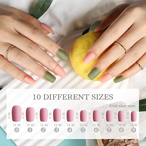 Image of FANDAMEI Matte Press on Nails, 24 Packs 576PCS Press on Nails Medium Square Matte, Lightweight Natural Fake Nails Full Cover, False Nails with Glue