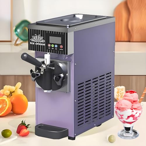 TozMvi Máquina para Hacer Helado Suave Comercial De Un Solo Sabor De 450 W, con Pantalla LED Y Limpieza Automática, para Sobremesa. Purple