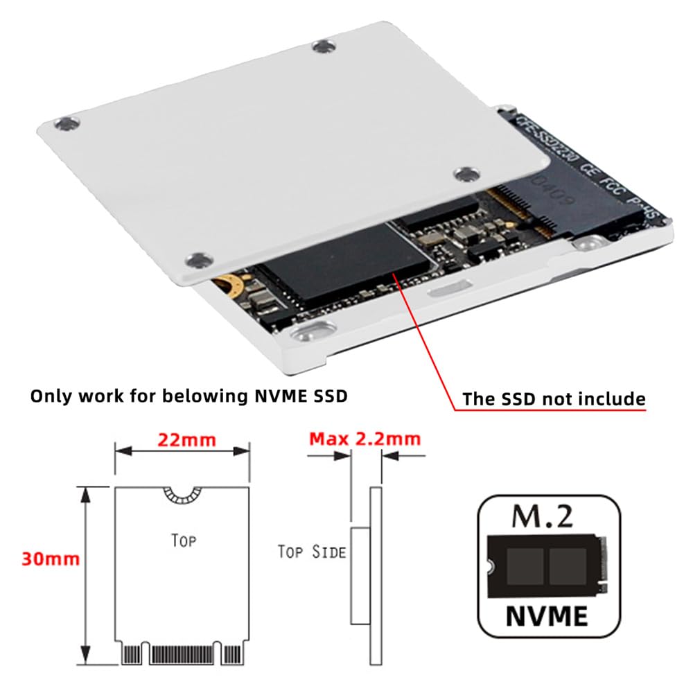 Xiwai Lecteur de Carte mémoire CFexpress Type-B vers NVME 2230, boîtier CFE CFB NGFF, Adaptateur M-Key, Coque en Alliage pour Appareil Photo 8K RAW, Extension PCIe