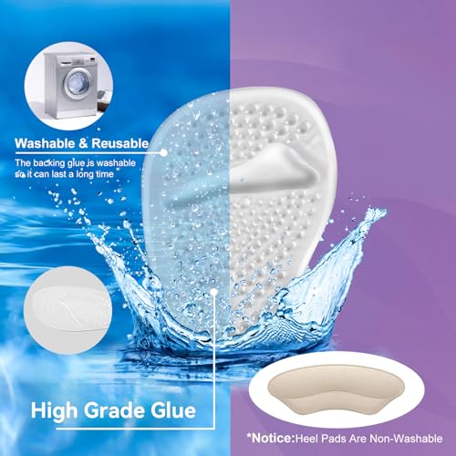 Image of SIIHEA Metatarsal Pads Ball of Foot Cushions, Heel Inserts for Women, Foot Pain High Heel Comfort Shoe Filler, Heel Pads Grips for Shoe Too Big, Loose Shoes, Blisters (2PairsClear)