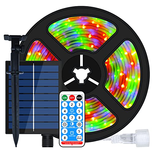 MIWATT 5M Solar LED Streifen, mult-color LED strip, LED Stripes mit 17 Tasten RF Fernbedienung, 280 LEDs, Beleuchtung von Haus, Party, Küche，Garten, Schwimmbad