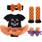 YiZYiF Baby Infant Girls Christmas Romper Tutu Set First Christmas Clothing Set Black Orange 0-3 Mon
