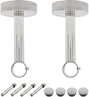 Vista 13 de 2 Pack Soporte de Montaje en Techo, Soporte de Tubo de Armario de Acero Inoxidable, ULIFESTAR Soporte para Barra de Cortina de Ducha, Soporte