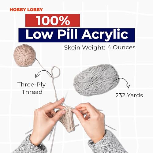 Image of Hobby Lobby Yarn Bee Soft & Sleek Yarn, 100% Low Pill Acrylic, Ivory | 4 Medium Weight, 232 Yards Per Skein, For Crocheting & Knitting