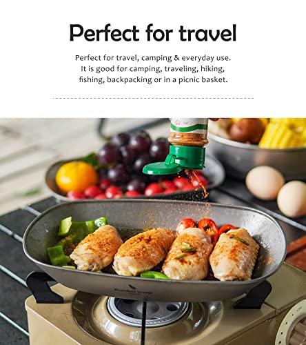 Boundless Voyage Reusable Titanium Pan Dinner Plate Ultralight Dish With Carry Bag Outdoor Camping Portable Tableware Pasta Salad Plate Dishwasher Safe (1 Pack) Ti1114T #TOP3