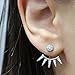 Solid Sterling Silver Rhodium Plated Cubic Zirconia Stud Earrings with Spike Jackets