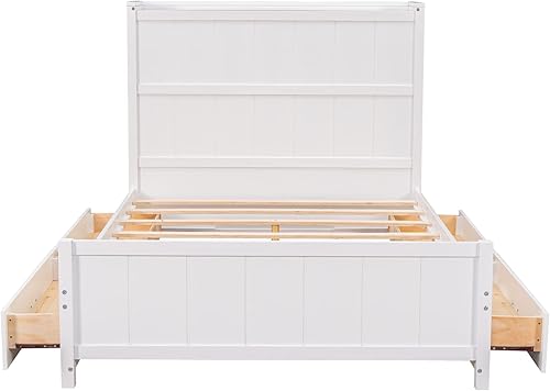 Miniatura 110 de Cama de plataforma de tamaño Queen con cabecero y cajones, marco de cama de plataforma de madera maciza con estantes, puertos USB y enchufes, marco