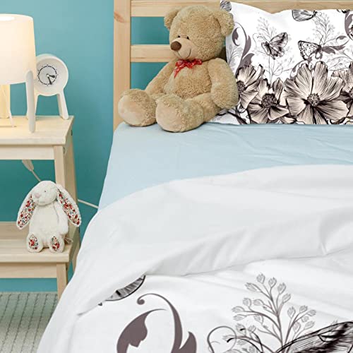Parure de lit de printemps housse de couette fleurs papillons et linge de lit de qualité - 5