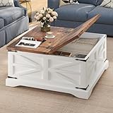 oneinmil Moderna Mesa de Centro de Granja, Color Blanco