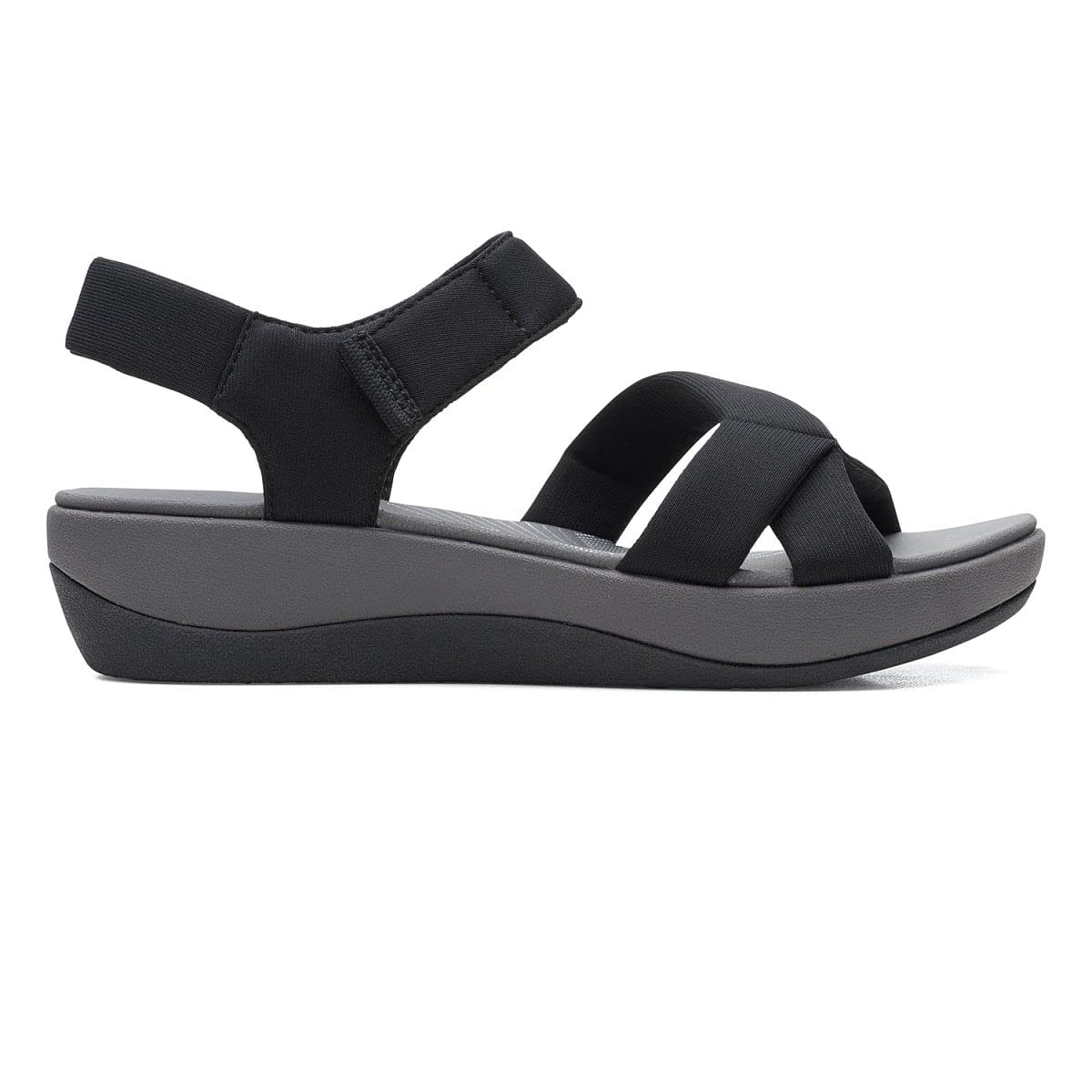 Clarks Womens Ankle-Strap Wedge Sandal, Black Textile, 4 Big Kid (B08CBD7GK4) Amazon Price History, Amazon Price Tracker