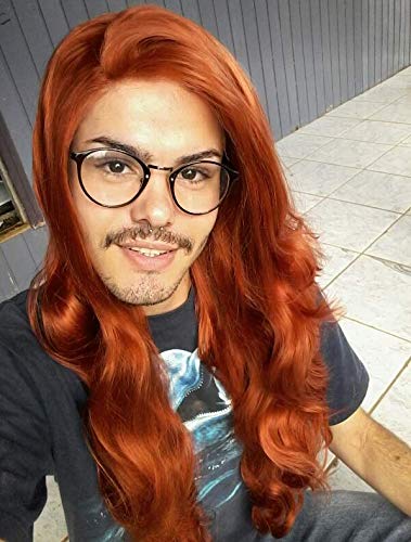 Melody Copper Red Wigs Body Wave Wigs360# Color Synthetic Ginger Lace Front Wigs For Women 180% Density Half Hand Tied Heat Resistant Fiber Hair Dating Cosplay Gift 24 Inch #TOP5
