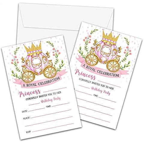Foosproea Princess Birthday Invitations with Envelopes Cover