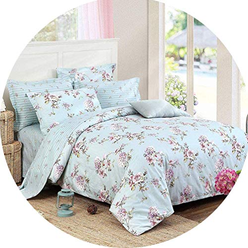 Fadfay Farmhouse Floral Premium 100% Cotton Bedding Set 7Pcs Cal King Hydrangea Super Soft Duvet Cover& Flat Sheet& Fitted Sheet& 2 Standard Pillowcases & 2 King Pillowcases #TOP9
