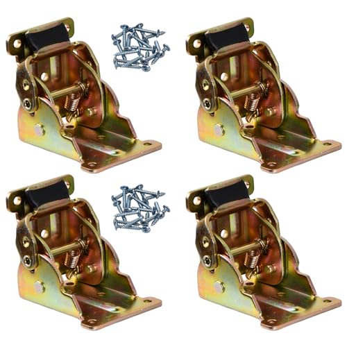 4 Pack Folding Table Leg Brackets Heavy Duty, Self Locking Hinge Hardware, 90° Folding Support Brackets with Screws, Cupboard Doors Hinges for Home Furniture Accessory Connector (A)