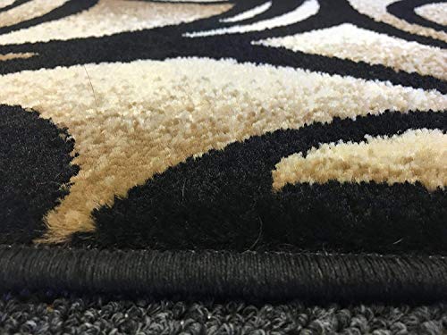 Bellagio Modern Long Contemporary Rug Runner Black 256,000 Point Swirl Design 341 (32 Inch X15 Feet 10 Inch) #TOP4
