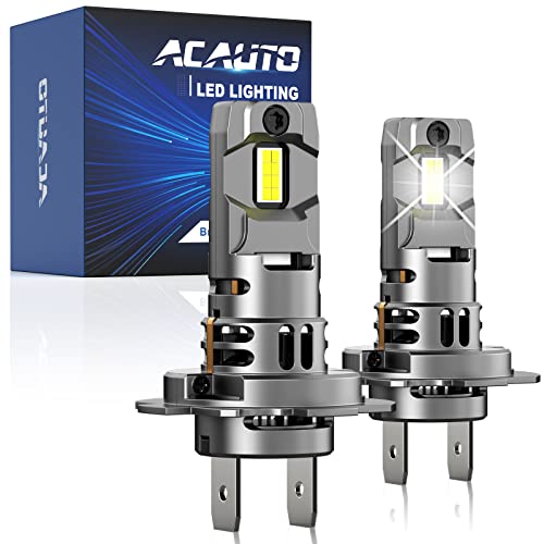 Acauto H7 Led Headlight Bulbs, 500% Brighter 20000Lm Real 1:1 Mini Size H7 Led Bulb Non-Polarity No Adapter Required 6500K Cool Whtie Fog Light Bulbs Plug And Play With Turbo Fan, Pack Of 2 #TOP4