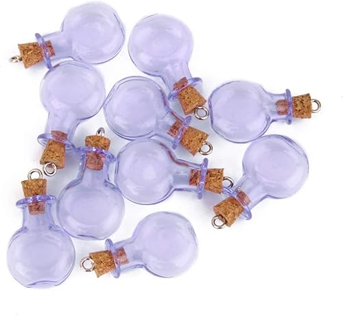 Miniatura 3 de Milisten Botellas pequeños frascos de vidrio 10 piezas mini botellas de vidrio frasco plano redondo botellas de deseos colgantes colgantes lindos