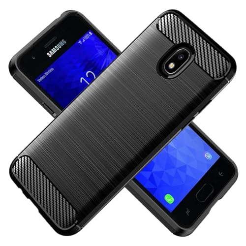 HTXWXJC Case for Galaxy J7 2017 Case, Samsung J7 Pro 2017 Case, Galaxy J730 Case, Slim Thin Carbon Fiber TPU Rubber Protective Cases Anti-Scratch Shockproof Cover for Samsung Galaxy J7 Pro 2017 Black