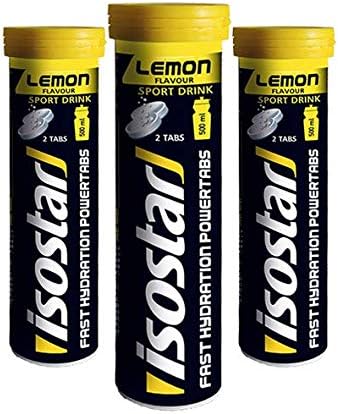 Isostar Powertabs isotonic Drink - Sports Drink for Intensive Training - Calorie-Reduced iso Drink - Lemon, 3 Tubes - (3x10 Tabs)