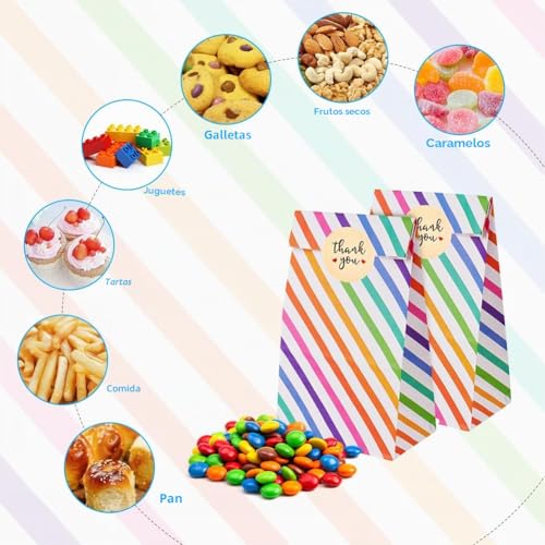 Miniatura 5 de Flintronic 25pcs Bolsa De Regalo, Bolsa De Papel Cortada, Con Lindas Pegatinas, Bolsas De Fiesta Para Fiestas Infantiles, Cumpleaños, Navidad