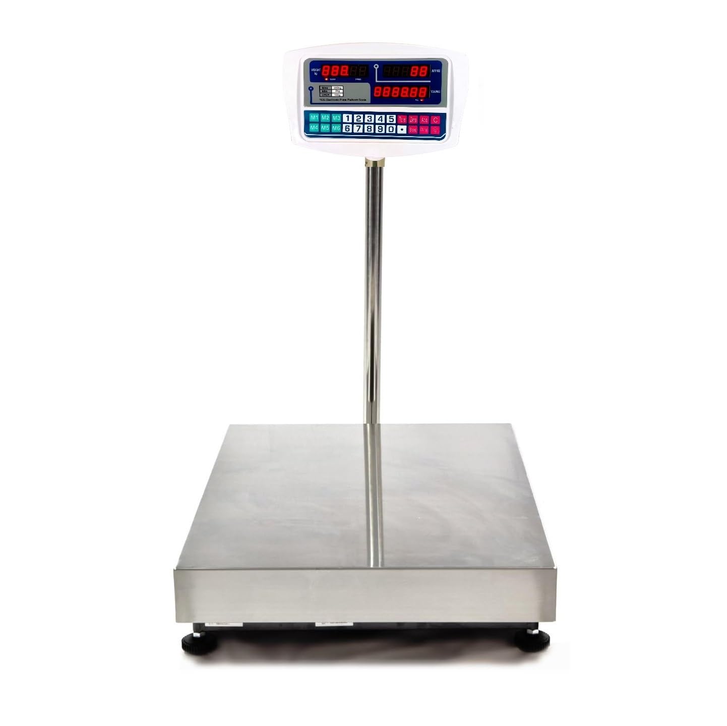 Báscula Industrial 300kg/100g Pantalla LCD Digital, Plataforma Acero Inoxidable 30x40cm, Balanza Industrial De Paquetes Postales Pesaje Oficina De encomiendas, Correos 220V y Bateria integrada