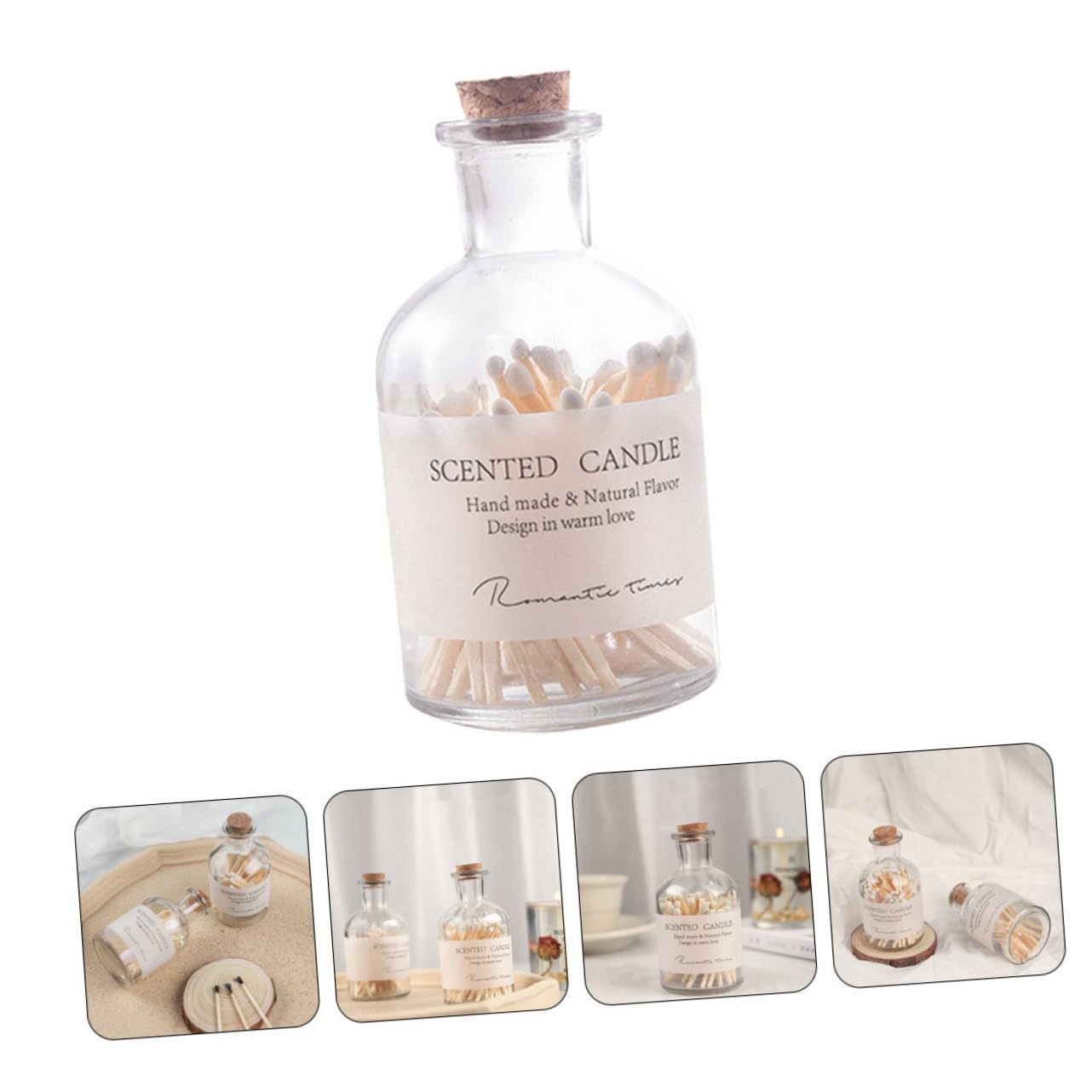 Amosfun 4 pezzi Fiammiferi Barattolo per Candele Aromatiche Decorativi per e Domestici