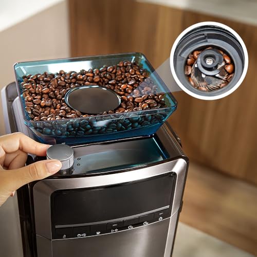 Cecotec Cafeteras de Goteo Coffee 66 Grind & Brew. 1400W, 1.5L, 12 Tazas, 230g Deposito Café Grano, Molinillo Cónico, 7 Niveles, Programable hasta 24h, Intensidad Ajustable, Acero Inoxidable - imagen 3
