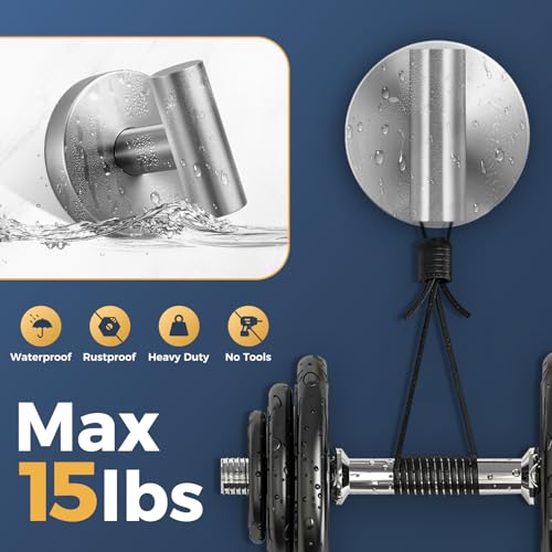 Image of Heavy Duty Suction Cup Hooks for Glass Window,Tile,Mirror,Removable Shower Hooks for Inside Shower,Metal Towel Hooks for Bathroom,4 Pack(Silver)