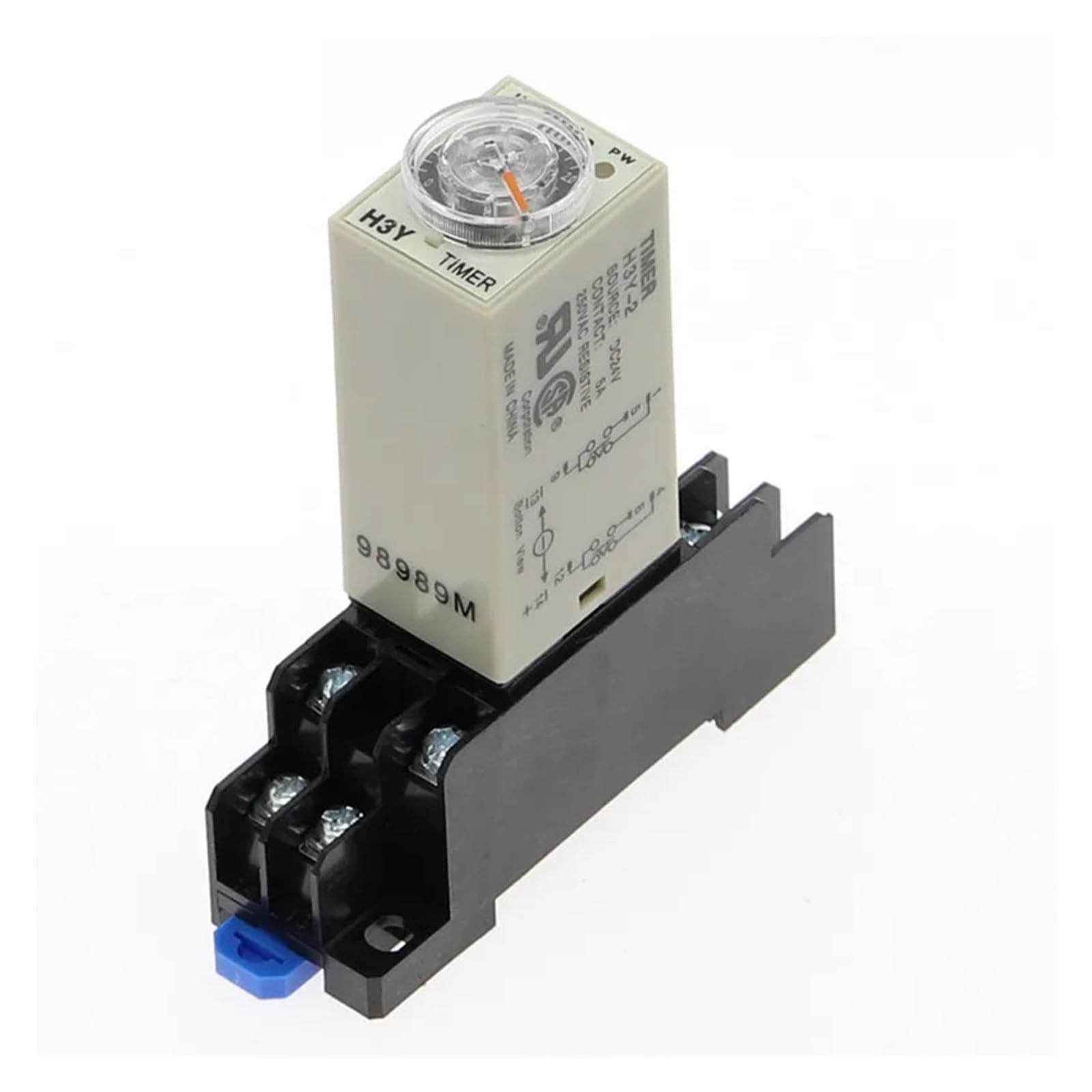 ICXLPMC 1pc DC 24V 0-5S Power-on Delay Rotary Knob DPDT Timer Timing Time Relay H3Y-2 With Base Socket PYF08A