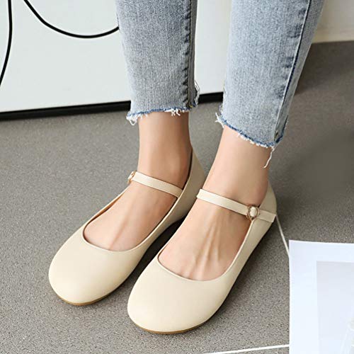 Caradise Womens Round Toe Mary Jane Ballet Flat Ankle Strap Dress Pumps4