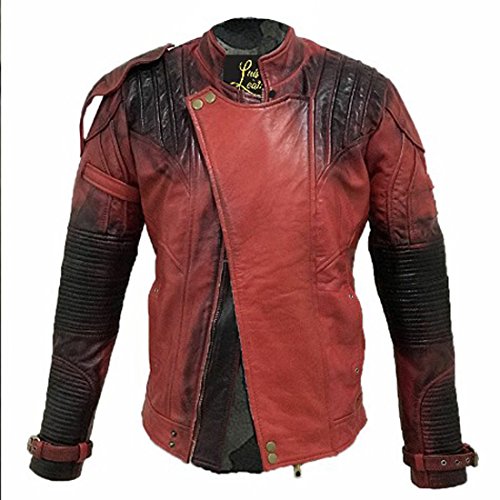 SID Mens Light Red Robotic Design Lambskin Leather Jacket, Biker Jacket Star Lord Jacket3