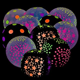 35Pieces Neon Balloons Glow in The Dark Paint Blacklight Neon Party Decorations, Latex Balloon Mini Polka Dots Balloons for Birthday Wedding Arch Themed Party Supplies