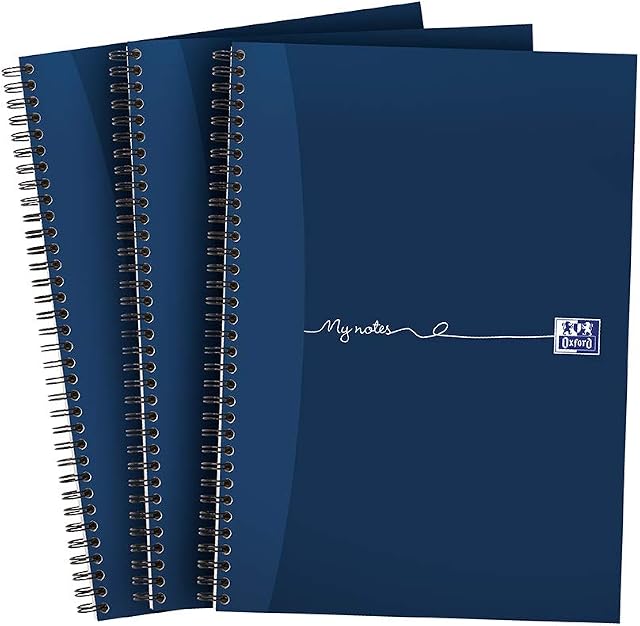 Oxford My Notes A4 Card Cover Wirebound Notebook, Ruled with Margin and Perforated, 200 Page, Pack of 3