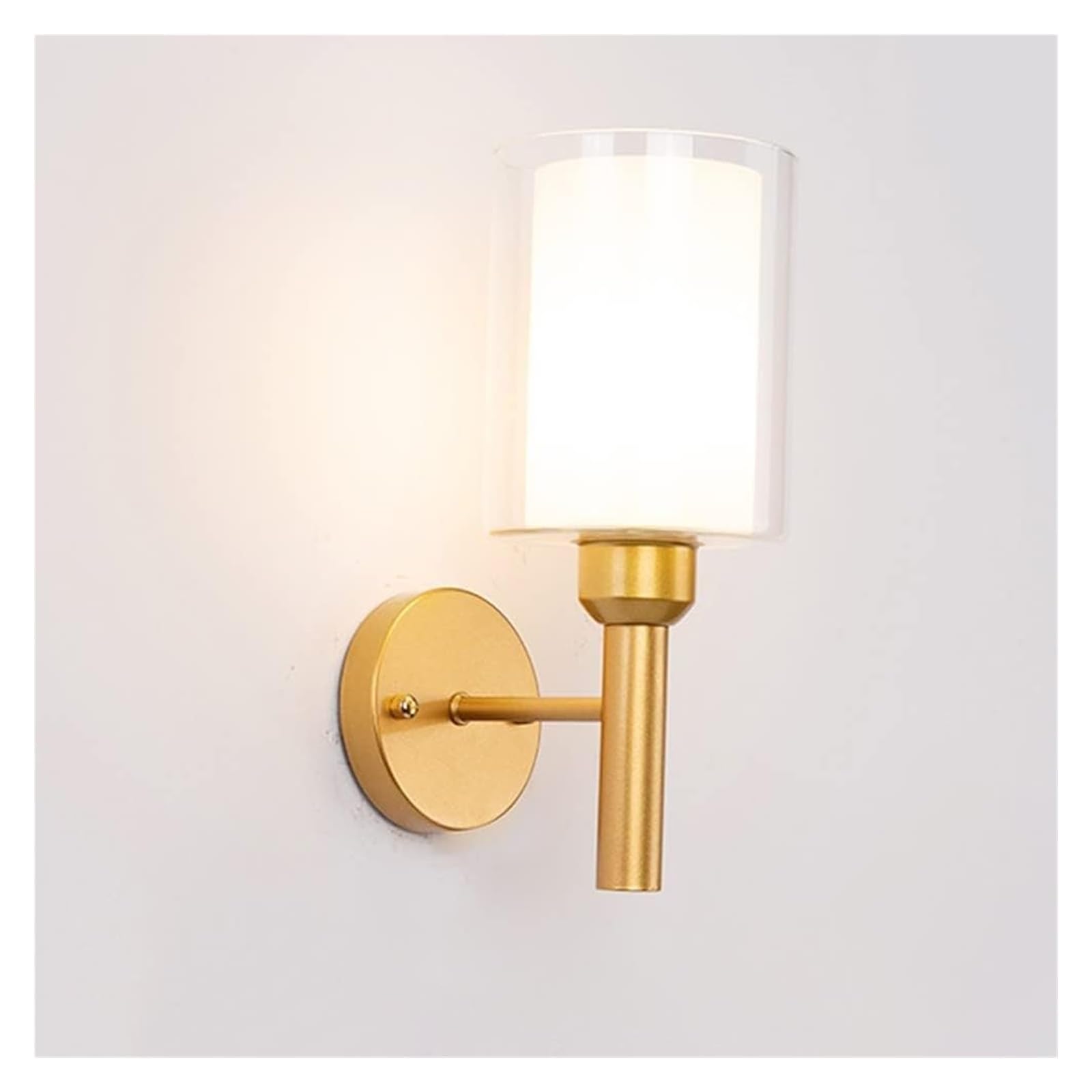 HXYSXHJUO Wall Lamp 1-Light Sconces Lights Bathroom Vanity Light Fixtures, Indoor with Cylindrical Glass Shade, for Bedroom Living Room Hallway Foyer Decor Lantern, E27 Base (Color : Golden)